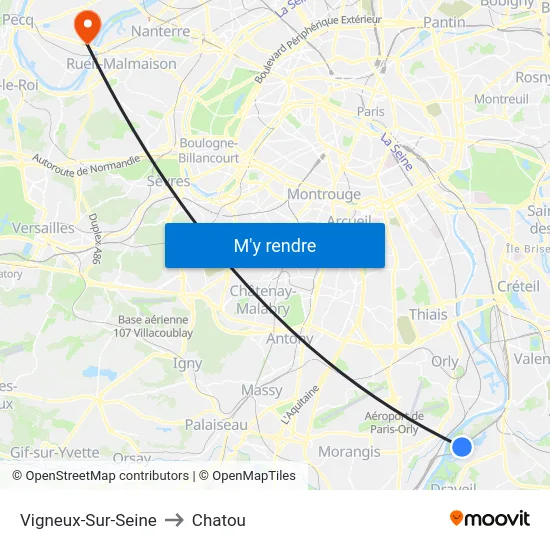 Vigneux-Sur-Seine to Chatou map