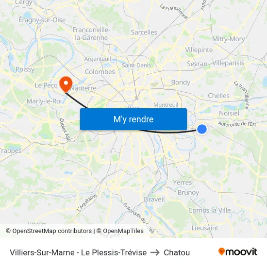 Villiers-Sur-Marne - Le Plessis-Trévise to Chatou map