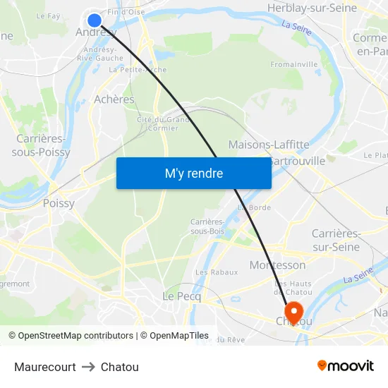 Maurecourt to Chatou map