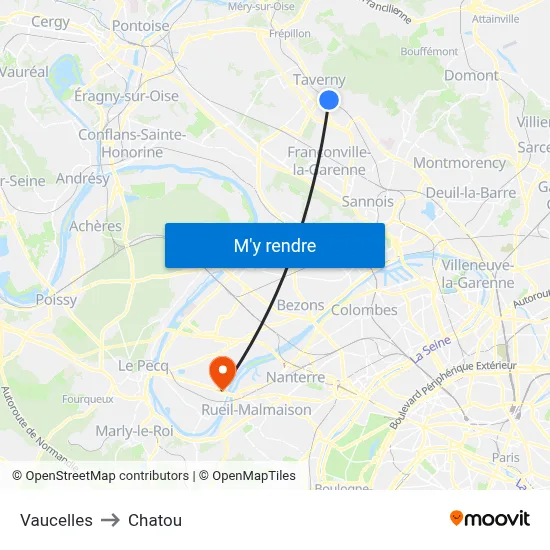 Vaucelles to Chatou map