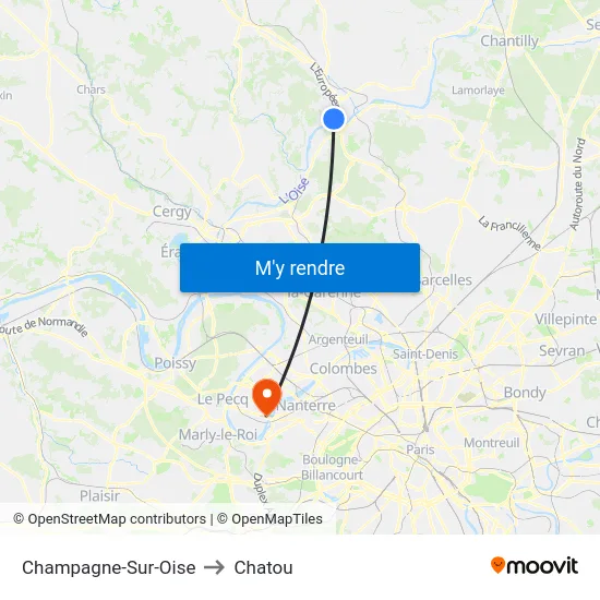 Champagne-Sur-Oise to Chatou map