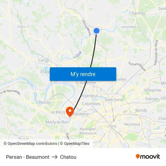 Persan - Beaumont to Chatou map