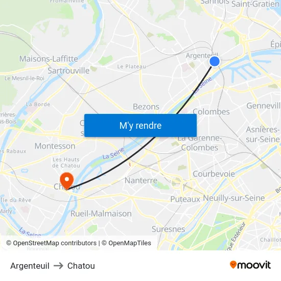 Argenteuil to Chatou map