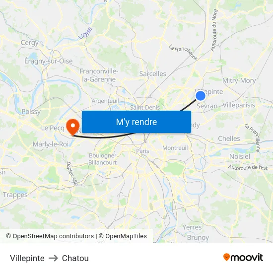 Villepinte to Chatou map