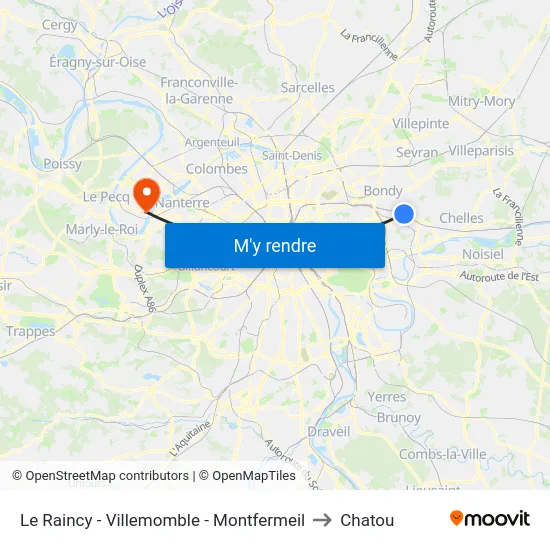Le Raincy - Villemomble - Montfermeil to Chatou map
