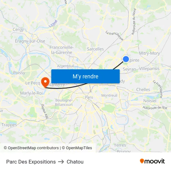 Parc Des Expositions to Chatou map