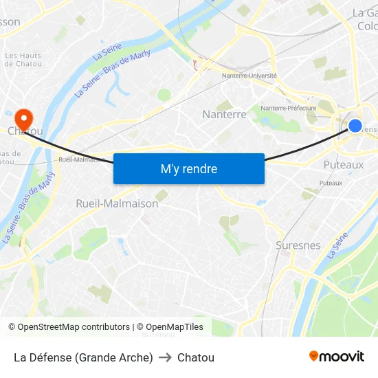 La Défense (Grande Arche) to Chatou map