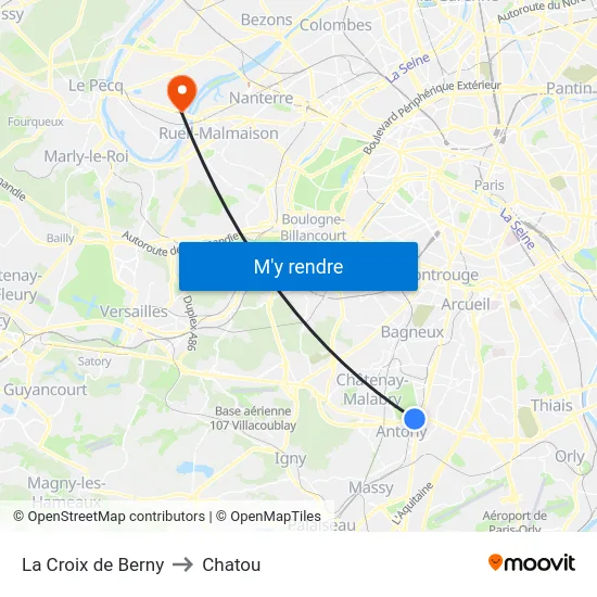 La Croix de Berny to Chatou map