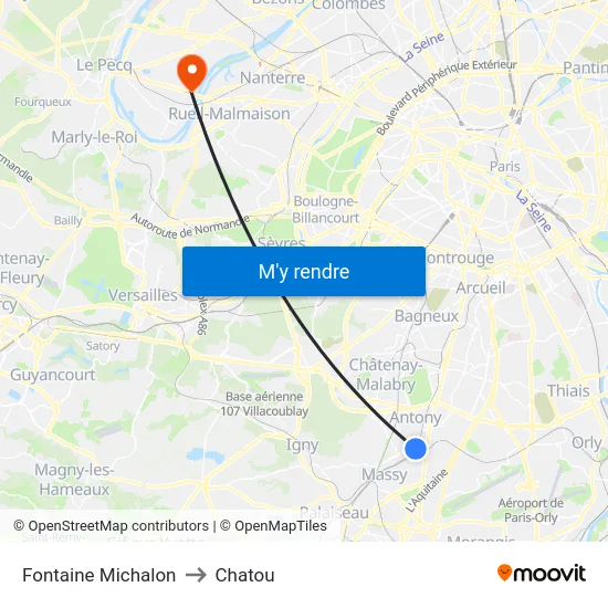 Fontaine Michalon to Chatou map