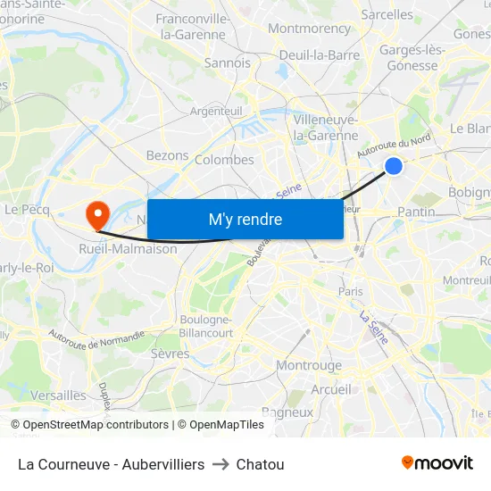 La Courneuve - Aubervilliers to Chatou map
