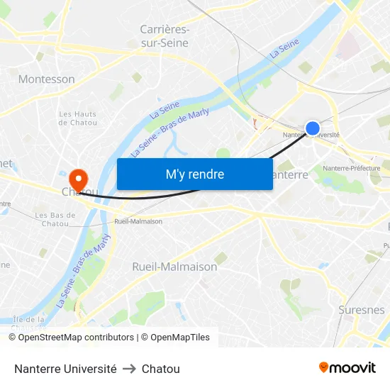 Nanterre Université to Chatou map