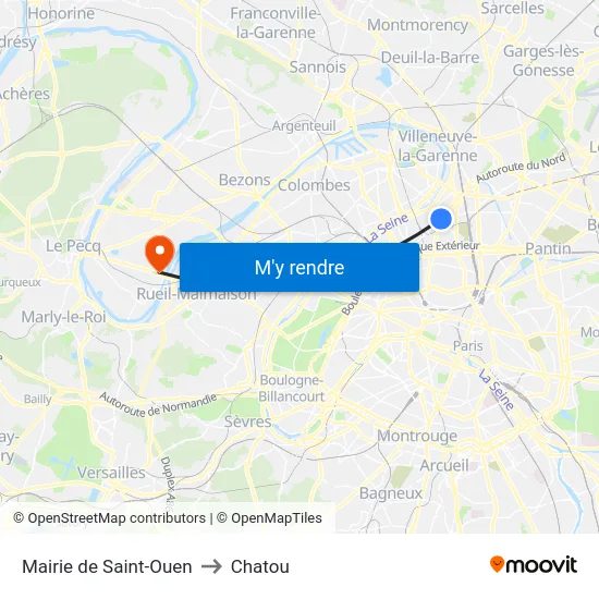 Mairie de Saint-Ouen to Chatou map