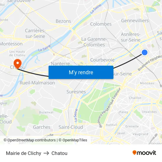 Mairie de Clichy to Chatou map