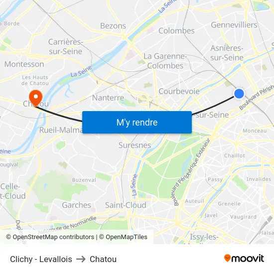 Clichy - Levallois to Chatou map