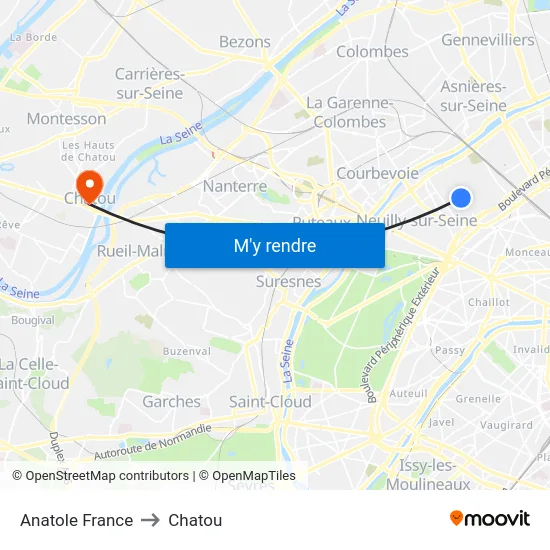 Anatole France to Chatou map