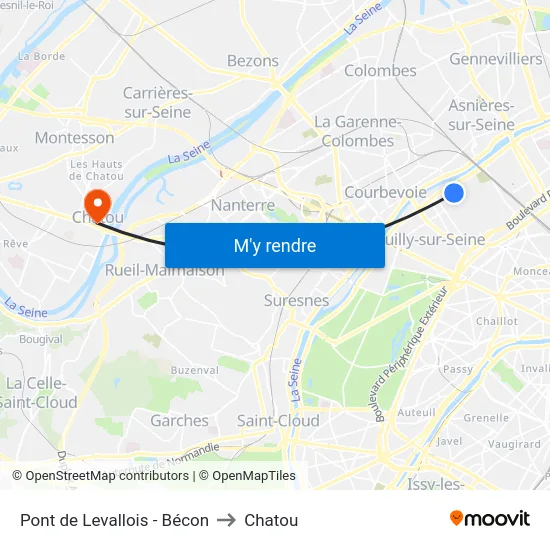 Pont de Levallois - Bécon to Chatou map