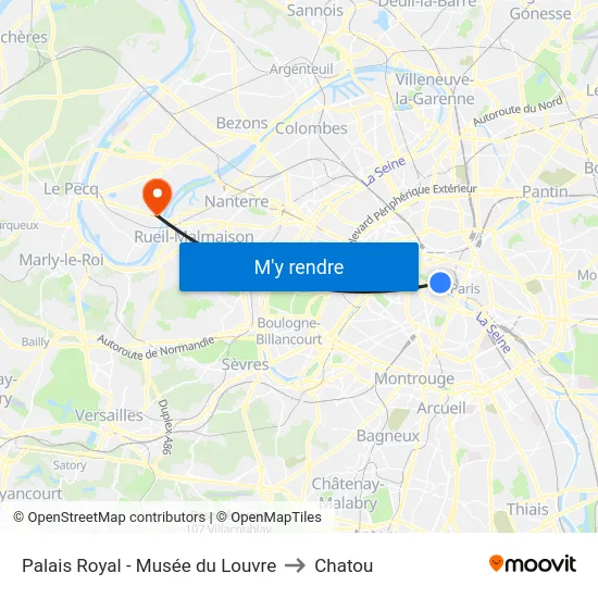 Palais Royal - Musée du Louvre to Chatou map