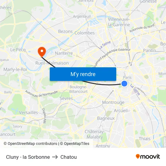 Cluny - la Sorbonne to Chatou map