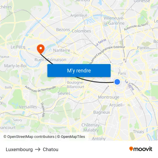 Luxembourg to Chatou map