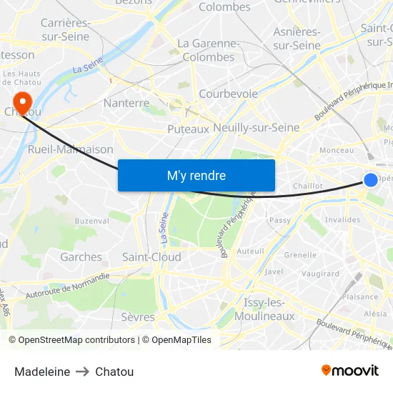 Madeleine to Chatou map