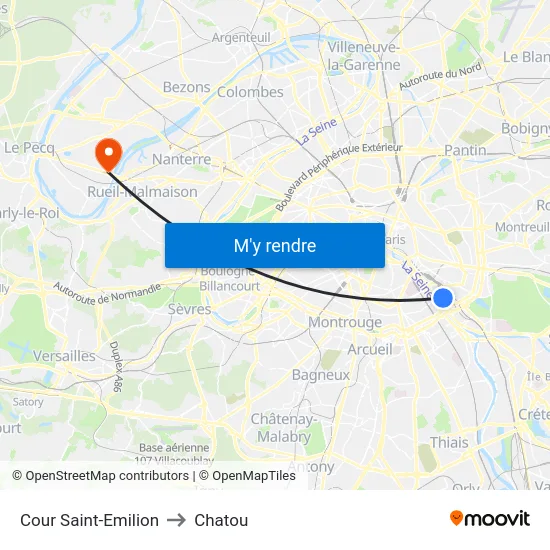 Cour Saint-Emilion to Chatou map