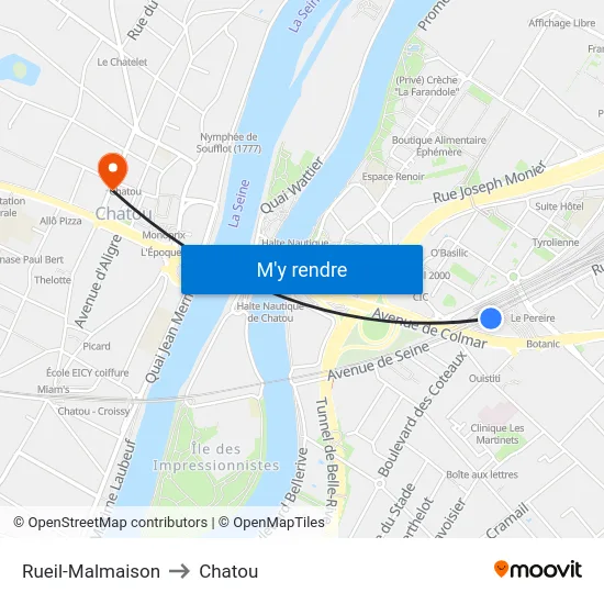 Rueil-Malmaison to Chatou map