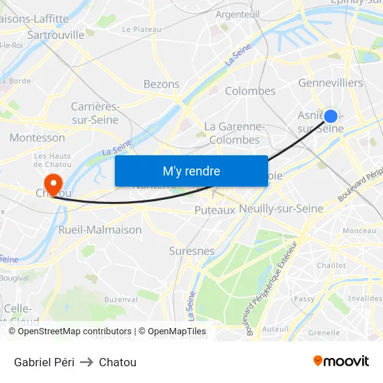 Gabriel Péri to Chatou map