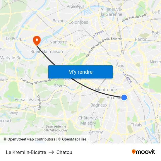 Le Kremlin-Bicêtre to Chatou map