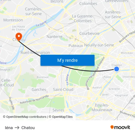 Iéna to Chatou map