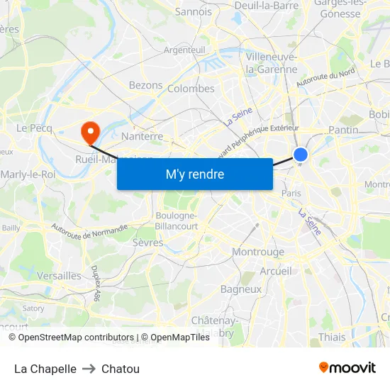 La Chapelle to Chatou map