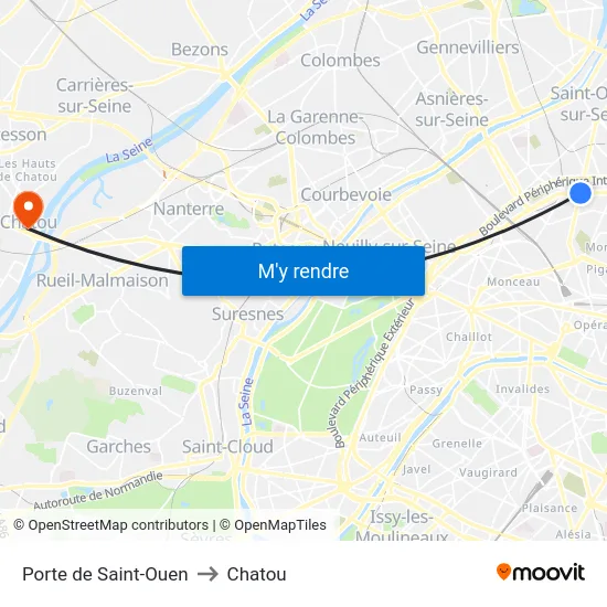 Porte de Saint-Ouen to Chatou map