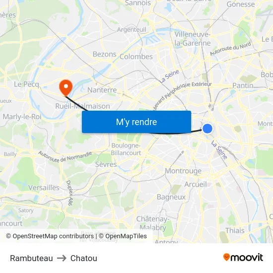 Rambuteau to Chatou map