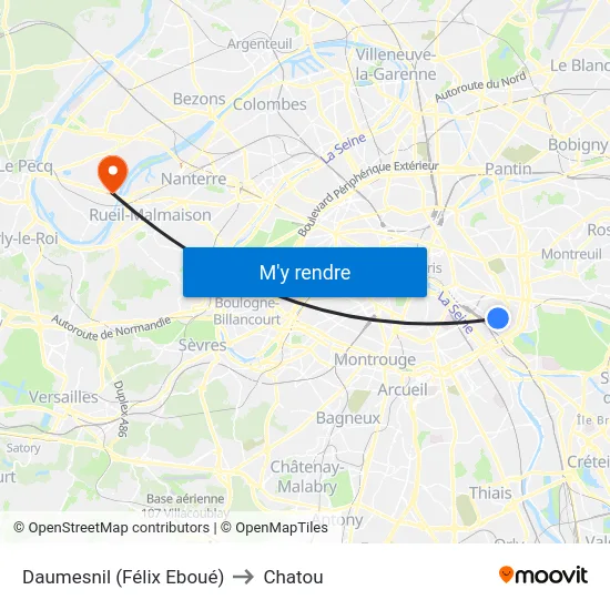 Daumesnil (Félix Eboué) to Chatou map