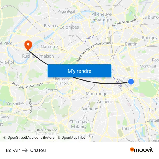 Bel-Air to Chatou map