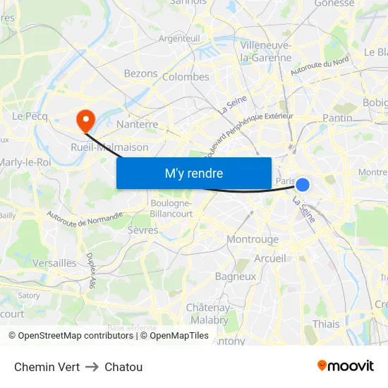 Chemin Vert to Chatou map