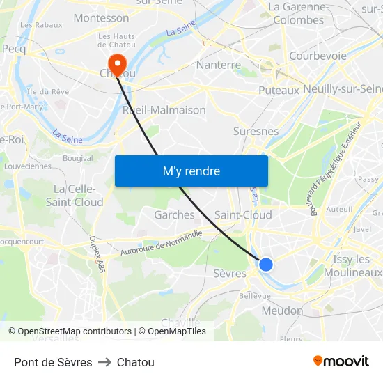 Pont de Sèvres to Chatou map