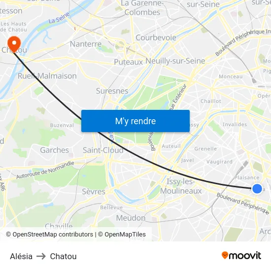 Alésia to Chatou map