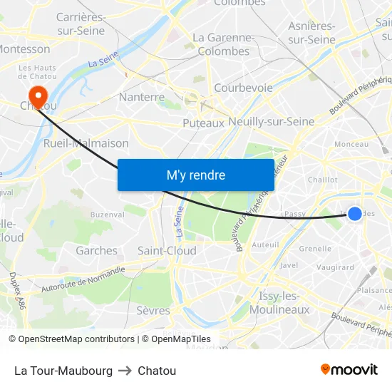 La Tour-Maubourg to Chatou map