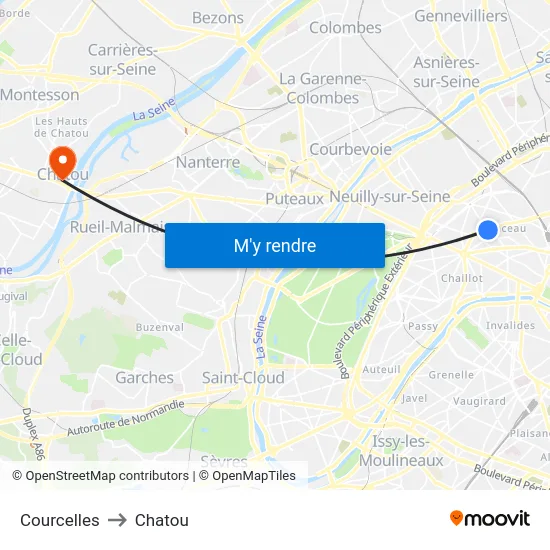 Courcelles to Chatou map