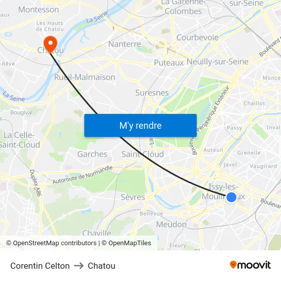 Corentin Celton to Chatou map