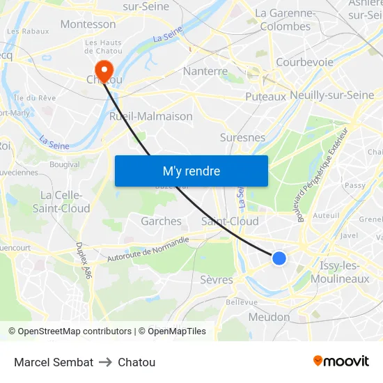 Marcel Sembat to Chatou map