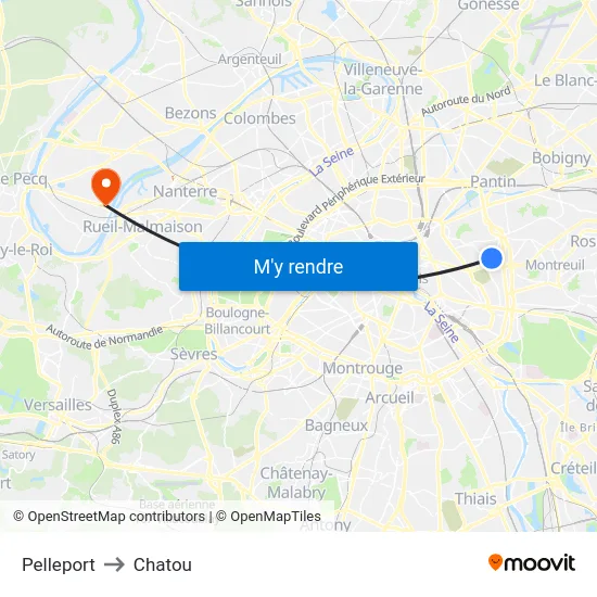 Pelleport to Chatou map