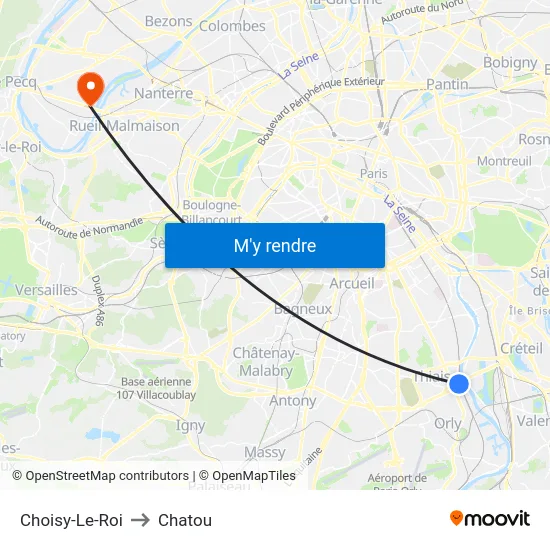 Choisy-Le-Roi to Chatou map