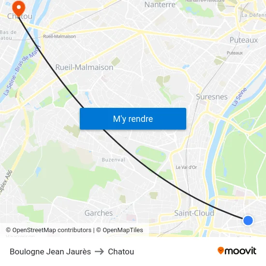 Boulogne Jean Jaurès to Chatou map