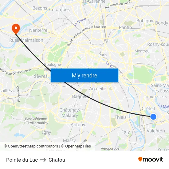 Pointe du Lac to Chatou map