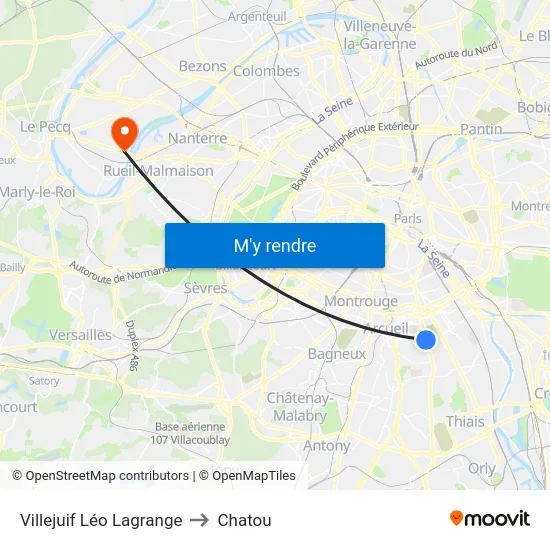 Villejuif Léo Lagrange to Chatou map