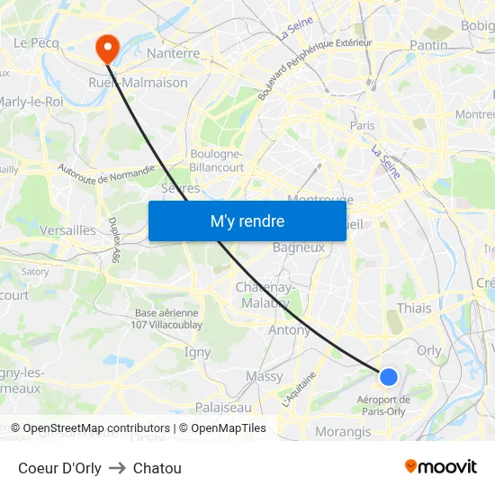 Coeur D'Orly to Chatou map