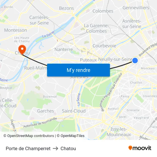 Porte de Champerret to Chatou map