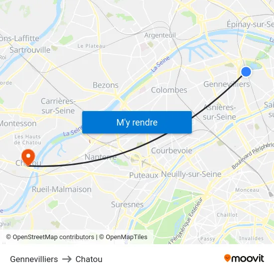 Gennevilliers to Chatou map
