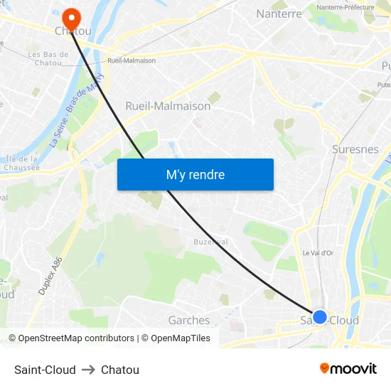 Saint-Cloud to Chatou map